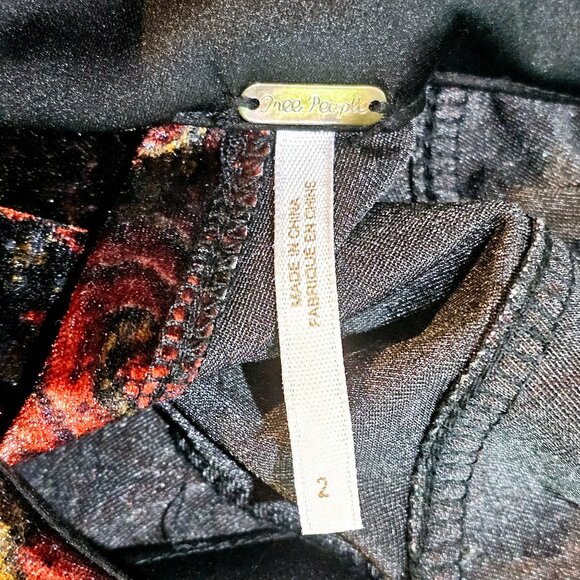 Free People Abstract Printed Backless Burnout Velvet Long Sleeve Mini Romper, 2 - Picture 8 of 9